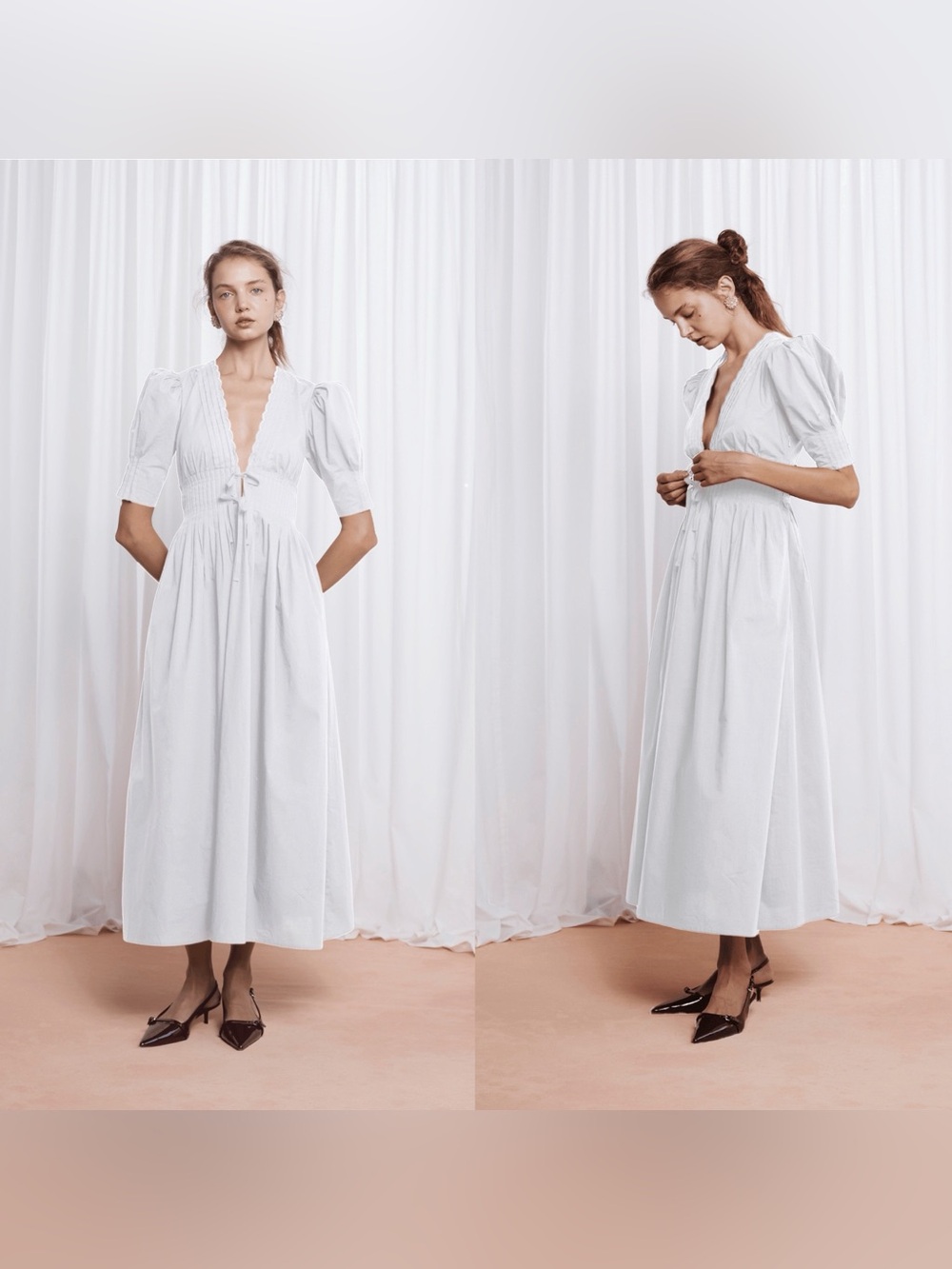 NEW! Lovaan- Boehm Short-Sleeve Cotton Midi Dress White Size AU 6 US 2 Summer